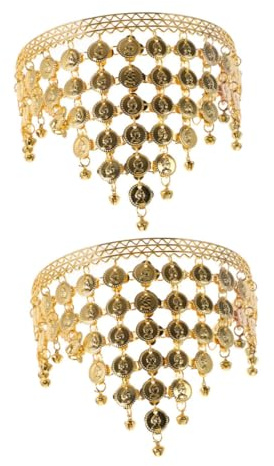 JOINPAYA 2 Stück Bauchtanz Kopfschmuck für Damen Indischer Tanz Haarreif mit Goldenen Münzen Leichtes Stirnband für Tanzaufführungen Partys und Fotografie
