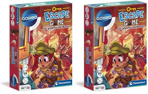 Clementoni Escape Game - Das geheimnisvolle Museum - Gesellschaftsspiel zum Knobeln & Rätseln inkl. Hinweiskarten und Requisiten - Familienspiel ab 8 Jahren 59227 (Packung mit 2)