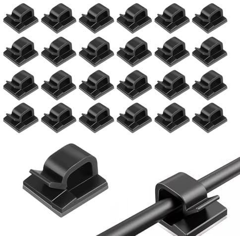 80 Clips de Câble Adhésifs Ultra-résistants - Organisateur Universel pour Bureau, Maison, Installation Facile et Réutilisable(noir)