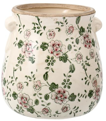 KRYSTHIA Maceta de cerámica vintage con agujero de drenaje, maceta floral para plantas de interior, decoración de jardinería toscana, jarrón de cerámica verde para el hogar, Navidad e interior (rosa)