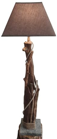 Générique Atelier Gallina, FABRICATION ARTISANALE SUD DE FRANCE, Lampe Ecume en Bois Flotté, Pied en Marbre Bleu, 86 cm, Douille E14, Pièce Unique