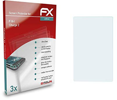 atFoliX Schutzfolie kompatibel mit Fitbit Charge 2 Folie, ultraklare und flexible FX Displayschutzfolie (3X)