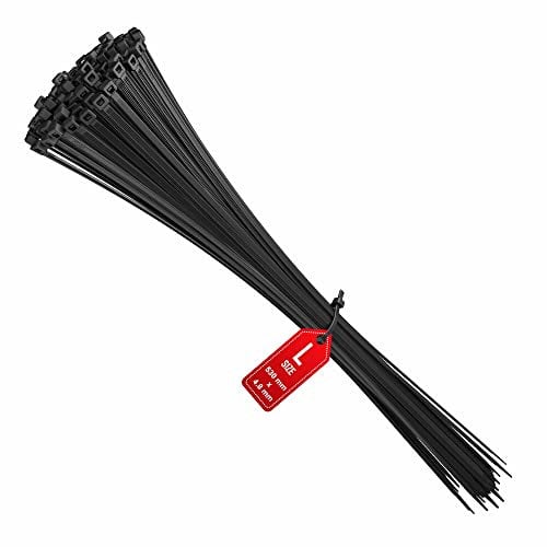 intervisio Fascette Plastica per Cablaggio Lunghe 530 mm x 4,8 mm, Fermacavo Grandi Nere Elettricista 530mm Nylon Cavi Stringicavo, Nero, 100 Pezzi