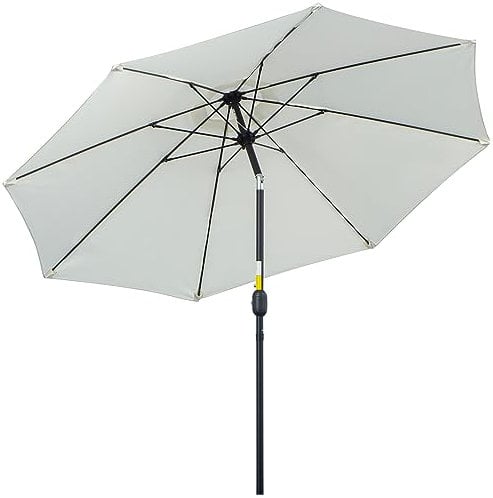 Outsunny 2.7M Garden Parasol Umbrella with Glass Fibre Ribs and Aluminium Frame, Tilting Sun Shade Shelter Canopy, Cream White