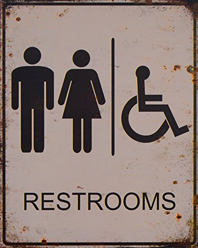 Clever-Deko Blechschild Toiletten Hinweisschild Nostalgie Schild Retro mit Rollstuhl Wegweiser Behindertentoilette