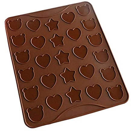 VIONNPPT Backmatte Macarons, Bär, Herz, Stern Form Baiser Makronenplatte Silikonform, antihaftbeschichtet, 28,8 x 25,8cm