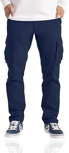 westAce Men's Cargo Trousers Casual Relaxed-Fit Multi Pocket Stretch Cotton Drawstring Work Utility Construction Hiking Tactical Streetwear Cargo Pants (Available in Big & Tall) (40W / 30L, Navy)