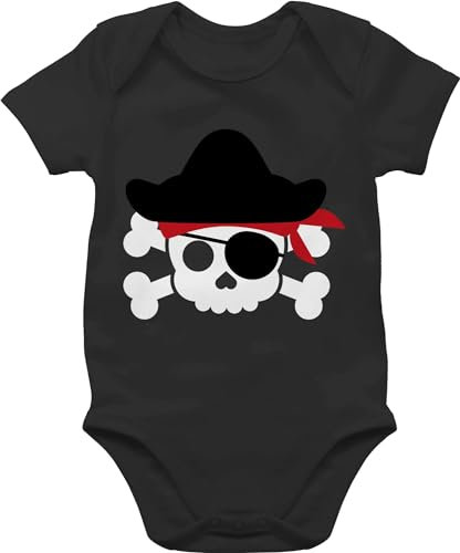 Shirtracer Baby Body Junge Mädchen - Karneval & Fasching - Piratenkopf Kostüm Piraten I Pirat I Totenkopf I Piratenkostüm Geburtstagsfeier I Piratengeburtstag - 18/24 Monate - Schwarz - kleidung