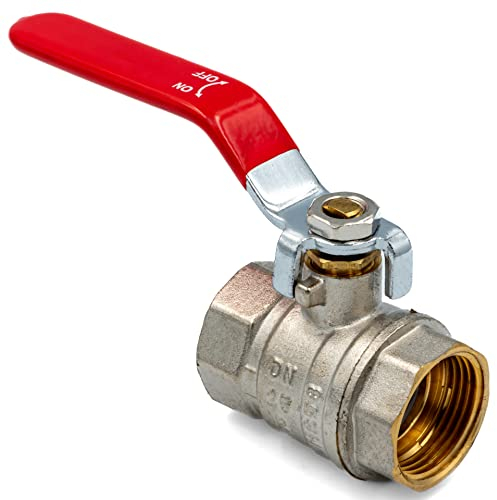 Kugelhahn 5/4 Zoll IG-IG - Absperrventil aus vernickeltem Messing mit PTFE-Dichtung - Absperrhahn mit Hebelgriff - Wasserhahn Sicher für Trinkwasser