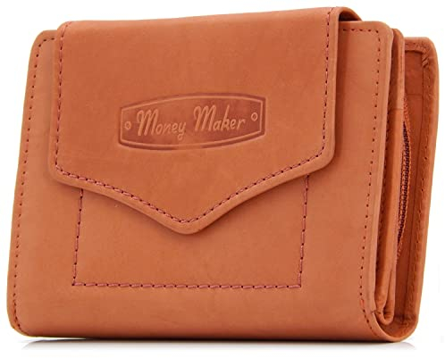 ekavale Geldbörse für Damen mit Druckknopf-Überschlag RFID weiches Leder (Rust)