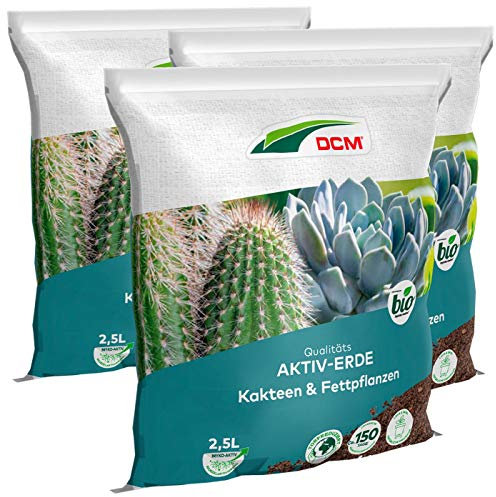 DCM-Cuxin Qualitäts Aktiv-Erde Kakteen & Fettpflanzen, Sparpack 3 x 2,5 Liter