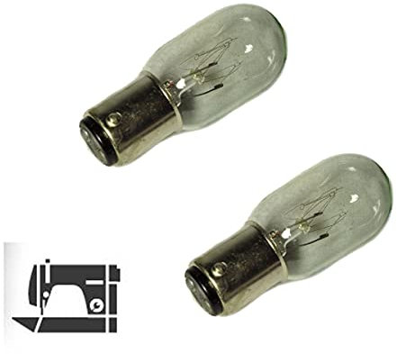 Ersatzlampe für Nähmaschine BA15d 25W 220V Bajonett Glühbirne kompatibel für Singer, Necchi, Janome, dimmbar, 2 Stück