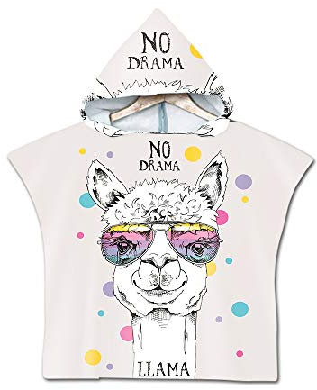 Hearda Kids Kapuzen Schwimmen Beach Towel, Mikrofaser Kinder Badetuch Poncho, Kinder Lama Wasseraufnahme Schnelltrocknende Bademantel (Theater,60x60cm)
