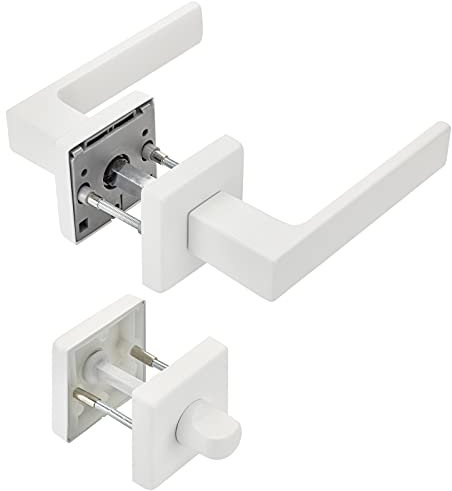 Türdrücker CUBE weiß für Bad/WC Türen 120 x 22 mm Vierkant 8 x 8 mm Rosettengarnitur Türbeschlag von SOTECH