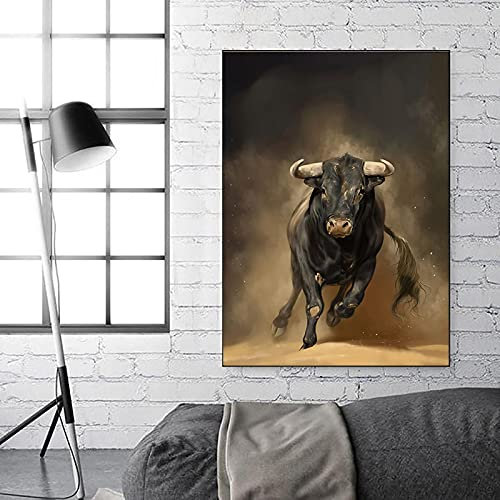 Lienzo moderno con diseño de animales abstractos y colores de toro, carteles e impresiones de arte de pared para salón Cuadros decoración de fotos de 70 x 100 cm, sin marco
