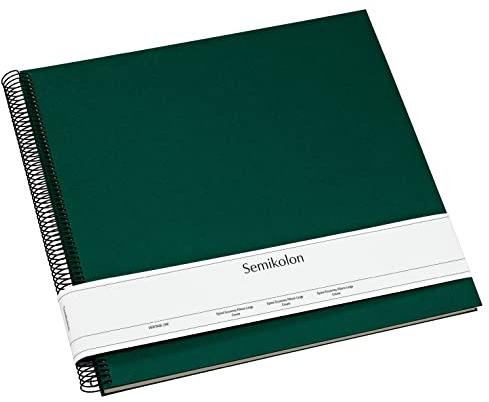 Semikolon 364036 Spiral Album Economy Large, 34,5x33,2 cm, Fotoalbum, 50 Seiten cremeweiß, Fotobuch, forest grün