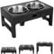 Elevated Dog Bowls, Stainless Steel Raised Bowl with Adjustable Stand, Double Food and Water for Medium Large Dogs or Cat, 3 Heights 3.9”, 7.8”, 11.8” (Black)