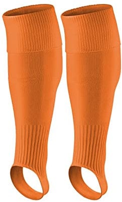 XIYAO 1 Pair Football Sleeve Socks for Youth Adult, Athletic Knitting Compression Socks Cover The Calf, Soccer Leg Sleeves Sport Stirrup Socks for Baseball, Softball, Football, Orange
