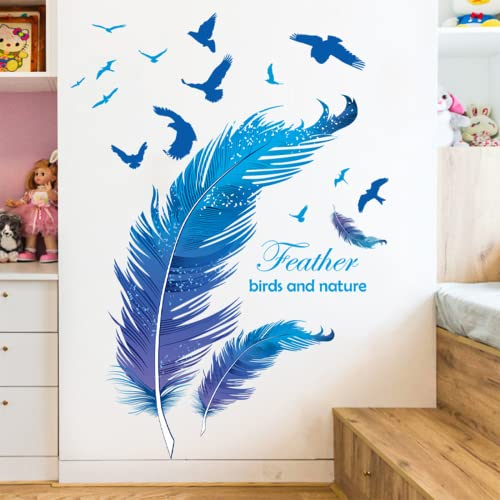 Arawat Wandtattoo Feder Wandaufkleber Wohnzimmer Selbstklebend Wandsticker als Wanddeko für Schlafzimmer Kinderzimmer Wohnkultur Babyzimmer Wandtattoo Wandbilder für Windows Tür Möbel