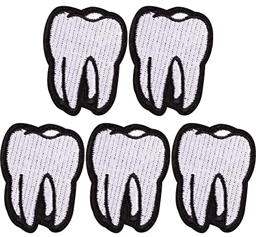 Vepoty Cartoon 5pcs Zähne Stickerei Patch Applikation für Kleidung, Jacken, T-Shirts & mehr