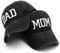 Hiwelove Mama und Papa Hüte Vatertag Mama Papa Geschenke Hut Bestickte Verstellbare Baseballkappen Geschenk für Paare Eltern, Schwarzer Mütter und schwarzer Papa-Hut, Einheitsgröße