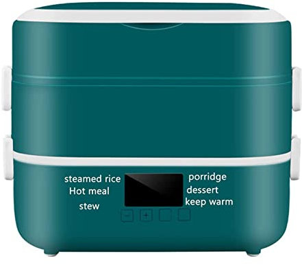 THREMA Electric Heating Insulated Lunch Box, Food Heater 2L Portable Food Warmer with White Porcelain Liner, Computer-based Operation, Timed Appointments, for Home and Office