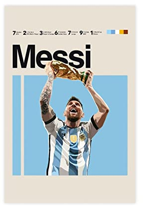 QEWRT Messi-Poster, Fußballbild, Leinwand, Schlafzimmer, Wanddekoration, Druck, Bild, Büro, Wohnheim, Raumdekoration, Geschenke, Rahmen: 40 x 60 cm