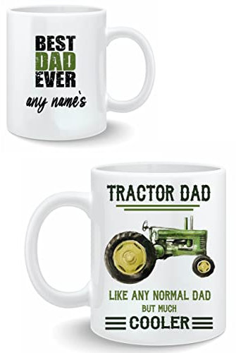 Personalised Mug,Fathers Day mug,Tractor Dad,Farmer gift,father day,Best Dad,Free P&P, Green Tractor