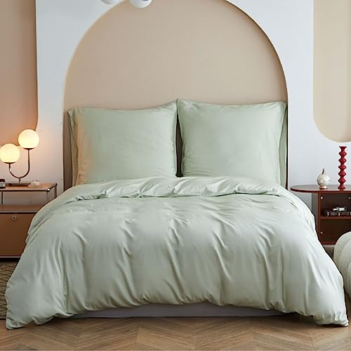 Simple&Opulence Bambus Bettwäsche 135x200 cm, Seidiger und weicher Bettbezug Kühle Bettwäsche-Set Perfekt für Haut und Haar mit Kopfkissenbezügen, Mintgrün