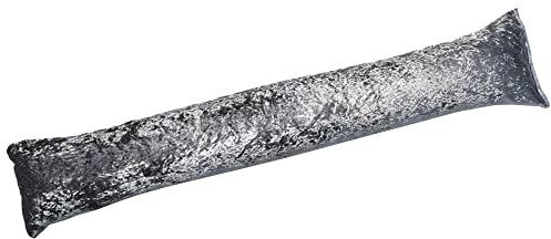 Luxury Crushed Velvet Door Draught Excluder - Perfect for Retaining Heat in Cold Winter - Doors Window Sausage Insulation Cushion for Wind Stopper Energy Saving - 90cm x 20cm (Champagne)