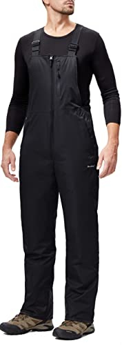 DAFENP Herren Skihose Latzhose Wasserdicht Schneehose Softshellhose Winter Warm Gefüttert Snowboardhose Overall mit Verstellbaren Hosenträgerhose HXK8012M-Black-M