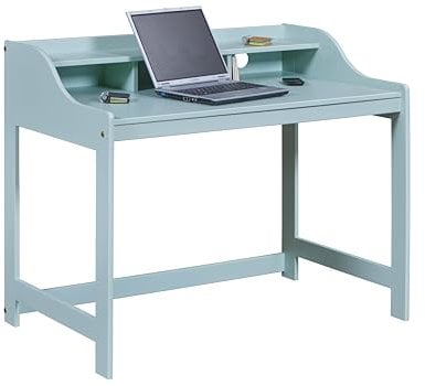 Inter Link - Schreibtisch aus massivem Kiefernholz - Computertisch - Arbeitsplatz -Bürotisch - Robust, Stabil und Zeitlos - Mit Kabelloch - B:110cm x T69cm x H:91cm - Salbei Grün - Conversation Desk