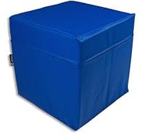 Jeflex - Cubi blu 40 x 40 x 40 cm in ecopelle di alta qualità – Made in Germany / cubo fitness con cubo in schiuma all'interno per comfort di seduta e stabilità dimensionale/cuscino da ginnastica per