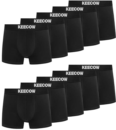 Bobelle Mens Boxers Shorts Multipack, No Itchy Labels Cotton Comfortable Underwear Trunks Underpants with Elastic Waistband - 10 Pack, Black, L