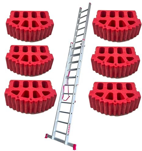 BTF | Lot de 6 embouts pour escaliers industriels professionnels 1, 2 ou 3 segments combinés et/ou extensibles, pieds en caoutchouc d'escaliers, profil de montage 80 x 25 mm.