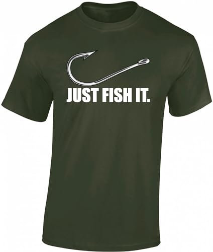 Baddery Angel T-Shirt Herren : Fish it - Angler Shirt Männer - Angelkleidung Zubehör Geschenke (Army S)