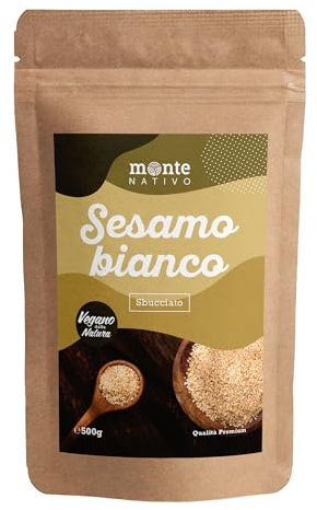 Graine de Sesame blanc Monte Nativo (500g) - Graines de Sesame - Épices aromatiques séchées avec soin, idéales pour Cuisiner et Assaisonner - Arôme et Goût intenses