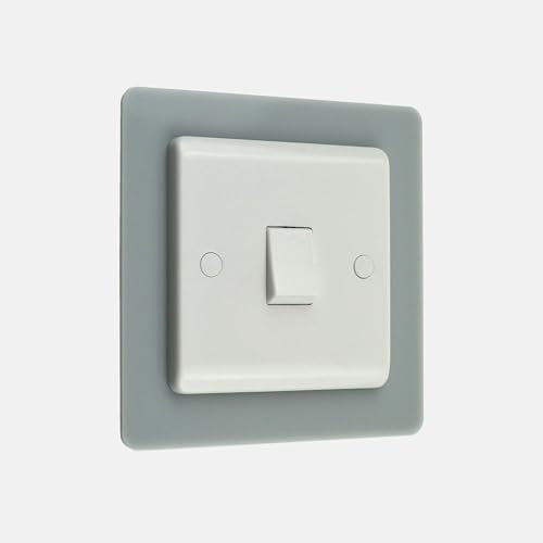 Pos Display Shop Grey Single Plug Socket Light Switch Surround Finger Plate Wall Protector Acrylic (2, Grey)