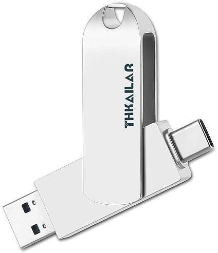 THKAILAR 128GB USB Memory Stick 3.2 with Type A and Type C Ports,Up to 400MB/s Read,USB C Flash Drive Gen 2 Portable SSD External Flash Drive For PC/Android Phone/Macbook(High Speed)