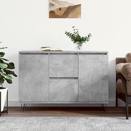 Homvdxl Breites Sideboard mit 2 Schubladen & Türen, eleganter Schrank, Buffetschrank mit Metallbeinen, moderne Kommode, Aufbewahrungskommodenschränke für Wohnzimmer & Schlafzimmer - Grau