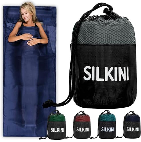 Silkini Compact Seidenschlafsack aus 100% Seide, Hüttenschlafsack Ultraleicht, Schlafsack Inlett, Inlay, Sommerschlafsack, Innenschlafsack kleines Packmaß