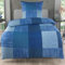 Bettwäsche 155x220 2 teilig - Mikrofaser Bettbezug 155x220 cm + Kissenbezug 80x80 cm - atmungsaktiver Stoff mit Reißverschluss - Einzelbett - modernes Karo Design Blau