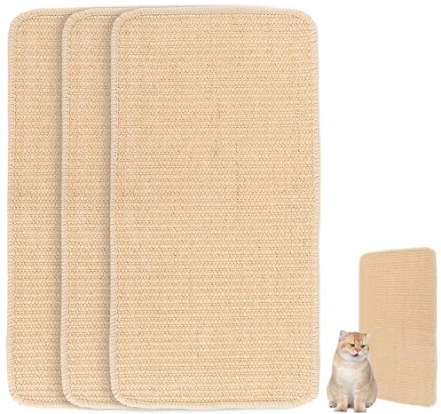 LDXDRU 3 Stück Kratzbretter Kratzmatte Katze Wand, 50x25cm Katzen Kratzbrett zum Kleben, Sisal Teppich Kratzteppich Katzenkratzmatte Kratzecken Katzen Kratzschutz Wand Kratzwand für Schützt Tür Sofa