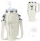 NICEWAT Tasche für Stanley Cup 40oz, Tragetasche für Stanley Becher mit Handytasche, Strohhülle und verstellbar Schultergurt, Wasserflaschenhalter für Wandern Laufen Radfahren (Mandel)