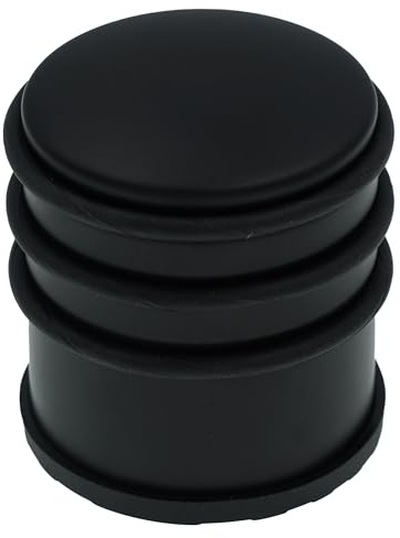 HRB Türstopper Edelstahl hoch massiv 1 Stück- Schwerer Türstopper Boden mit modernen Design, Door Stopper versehen mit Gummiring zum Schutz der Türen (Schwarz)