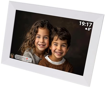 Denver PFF-1012W Digitaler Wi-Fi Bilderrahmen – 10 Zoll HD IPS Touchscreen, Integrierte FRAMEO Software, Einfache Smartphone-Anbindung, Multimedia-Display, Weiß