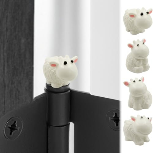 Mini Schaf Scharnier Kopf Tiere 4er Set - Magnetischer Scharnierkopf Home Decoration - Türscharnier Köpfe Deko Topper Miniatur