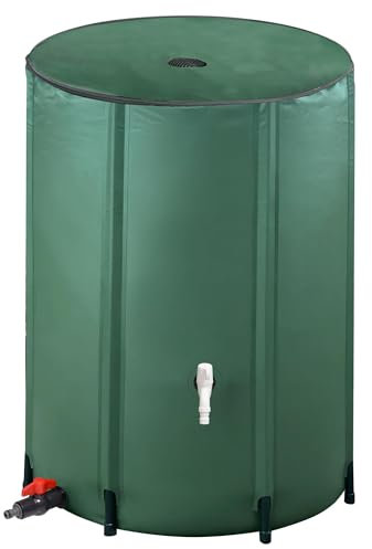 Water Butt, 380L Garden Rain Storage - Portable Large Water Butt Set Including Tap, Stand, Lockable Lid, Filler Filter Overflow Kit - Water Storage Unit for Garden & Outdoor