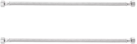 Heable Pair of Flexible Pipes for Bathroom/Kitchen/Toilet Taps British Standard Pipe 1/2 x 1/2 BSP Fitting 300mm Long