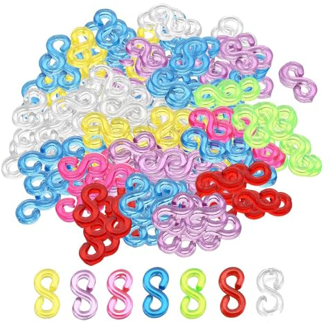 Ieron Loom Bands S-Verschlüsse, 500 Stück Bunte S-Clips für Loom Bands, Loom Band-Haken zum Basteln, DIY-Armbandverbinder, Weben, Kunststoffverbinder, Handarbeitsclips